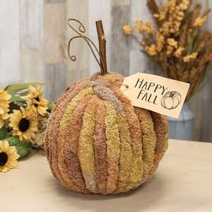 Harvest Chenille Happy Fall Pumpkin - 7.5" dia