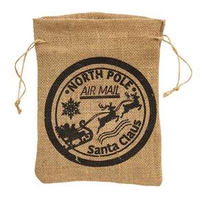 North Pole Air Mail Burlap Bag, 2 Asstd. HAC2425;