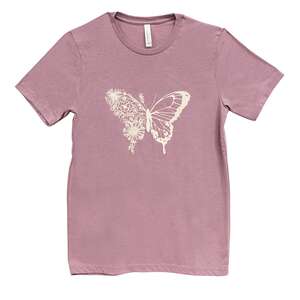 Butterfly Floral T-Shirt, Heather Orchid L159XXL;