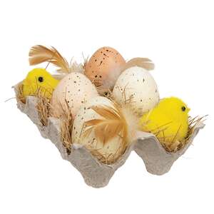 Natural Speckled Eggs & Chick in Crate