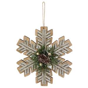 Wooden Birch & Pine Snowflake Ornament, 8" SR2322335;