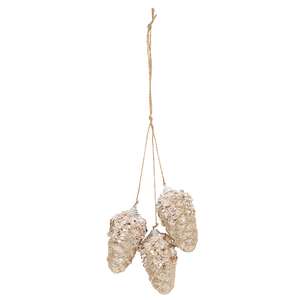 Champagne Glitter Hanging Pinecone Trio SR240064;