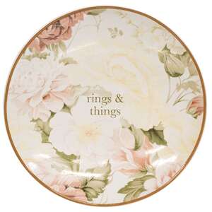 Vintage Floral Ceramic Trinket Tray - 4" dia - 3 Asstd.