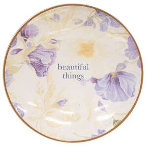 Vintage Floral Ceramic Trinket Tray - 4" dia - 3 Asstd.