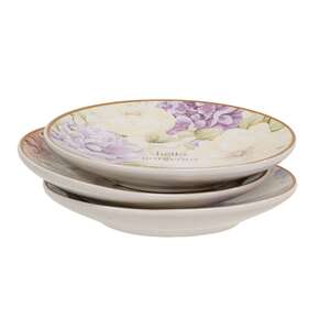 Vintage Floral Ceramic Trinket Tray - 4" dia - 3 Asstd.