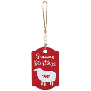 On the Farm Beaded Wooden Red Ornament - 4 Asstd.