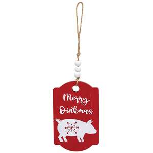 On the Farm Beaded Wooden Red Ornament - 4 Asstd.