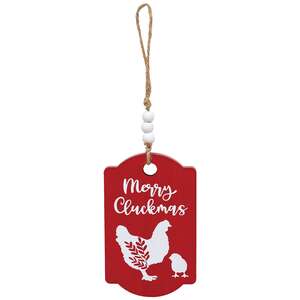 On the Farm Beaded Wooden Red Ornament - 4 Asstd.