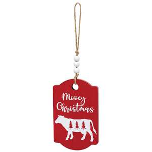 On the Farm Beaded Wooden Red Ornament - 4 Asstd.
