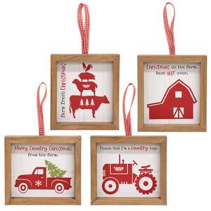 Farm Fresh Christmas Hanging Frame - 4 Asstd.