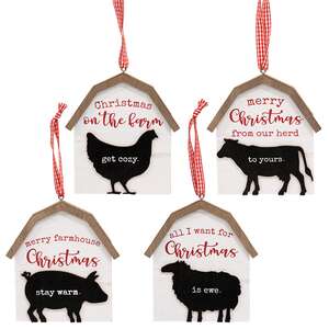 Our Herd to Yours Wooden Barn Ornament - 4 Asstd.