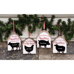 Our Herd to Yours Wooden Barn Ornament - 4 Asstd.