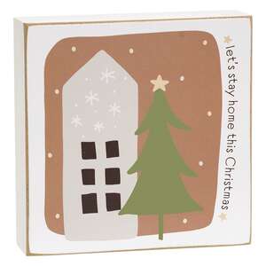 Home For Christmas 4" Square Box Sign - 3 Asstd.