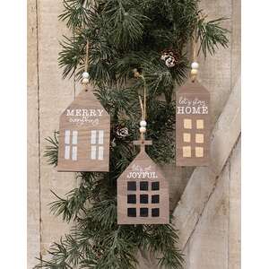 3 Set - Joyful, Merry, Home Primitive House Ornaments