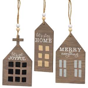 3 Set - Joyful, Merry, Home Primitive House Ornaments