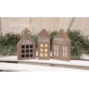 Joyful, Merry, Home Chunky Primitive House Sitter - 3 Asstd.