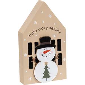 Chunky Wooden Snowman House Sitter - 3 Asstd.