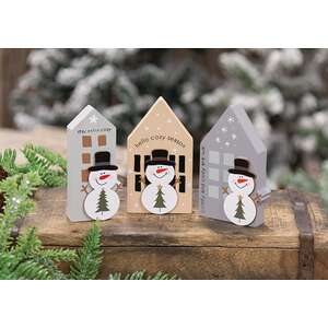 Chunky Wooden Snowman House Sitter - 3 Asstd.