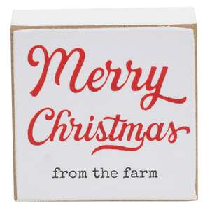 Merry Christmas From the Farm 2" Square Block - 4 Asstd.