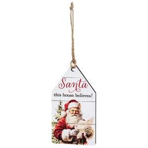 Vintage Santa Believe Wooden Tag - 3 Asstd.