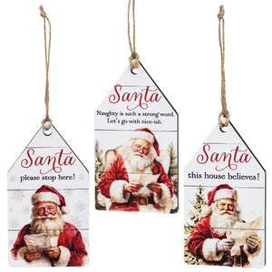 Vintage Santa Believe Wooden Tag - 3 Asstd.