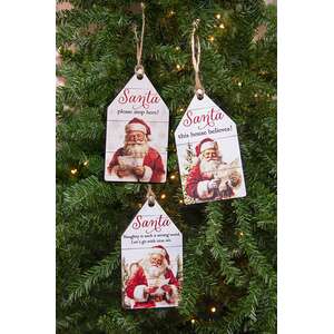 Vintage Santa Believe Wooden Tag - 3 Asstd.