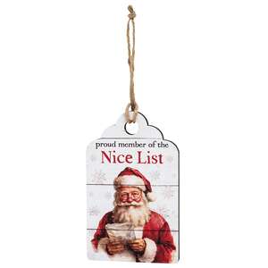 Vintage Santa Naughty or Nice Wooden Tag - 3 Asstd.