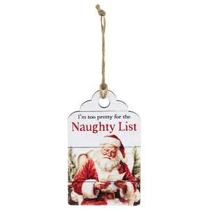 Vintage Santa Naughty or Nice Wooden Tag - 3 Asstd.