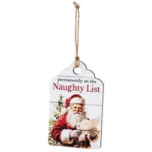 Vintage Santa Naughty or Nice Wooden Tag - 3 Asstd.