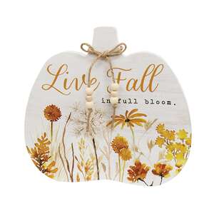 Golden Fall Wildflower Wooden Pumpkin Sitter, 2 Asstd. 38610;