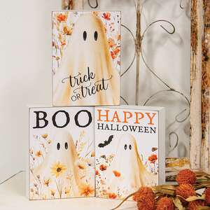 Golden Fall Wildflower Ghost Box Sign, 3 Asstd. 38619;