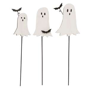 Wooden Ghost & Bat Plant Pokes, 3/Set 38644;