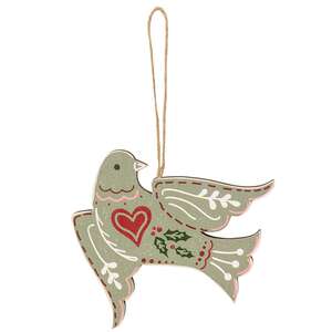 Wooden Yuletide Folklore Bird Ornaments, 4/Set 38654;