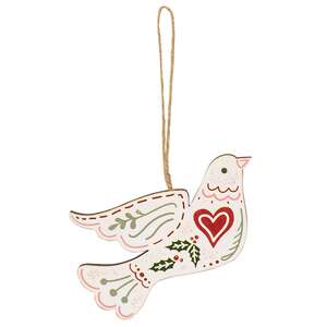 Wooden Yuletide Folklore Bird Ornaments, 4/Set 38654;