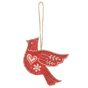 Wooden Yuletide Folklore Bird Ornaments, 4/Set 38654;