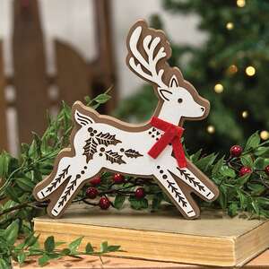 Laser Cut Leaping Holly Reindeer Sitter 38661;
