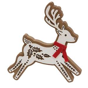 Laser Cut Leaping Holly Reindeer Sitter 38661;