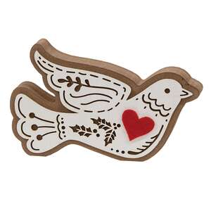 Laser Cut Holly Heart Dove Sitter 38665;