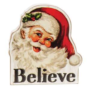 Wooden Retro Santa Believe Sitter 38677;