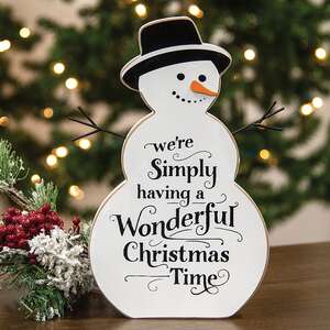 Wonderful Christmas Time Wooden Snowman Sitter, 10"H 38679;