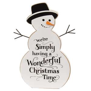 Wonderful Christmas Time Wooden Snowman Sitter, 10"H 38679;