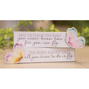 Spread Your Wings Pastel Watercolor Butterfly Block - 2 Asstd.