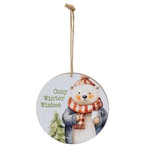 Cozy Winter Animal Round Ornament - 3 Asstd.