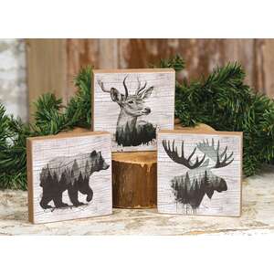 Woodland Forest Animal 4" Square Block - 3 Asstd.