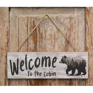 Welcome to the Cabin Forest Bear Hanging Sign