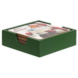 5/Set - Vintage Santa Coasters & Holder