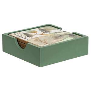 5/Set - Woodland Forest Watercolor Coasters & Holder