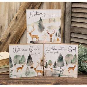 Woodland Faith Box Sign - 3 Asstd.