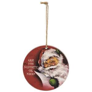 Vintage Santa Cheer Round Ornament - 3 Asstd.