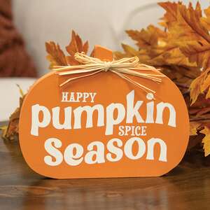 Pumpkin Spice/Spooky Season 2-Sided Wooden Pumpkin Sitter 38729;